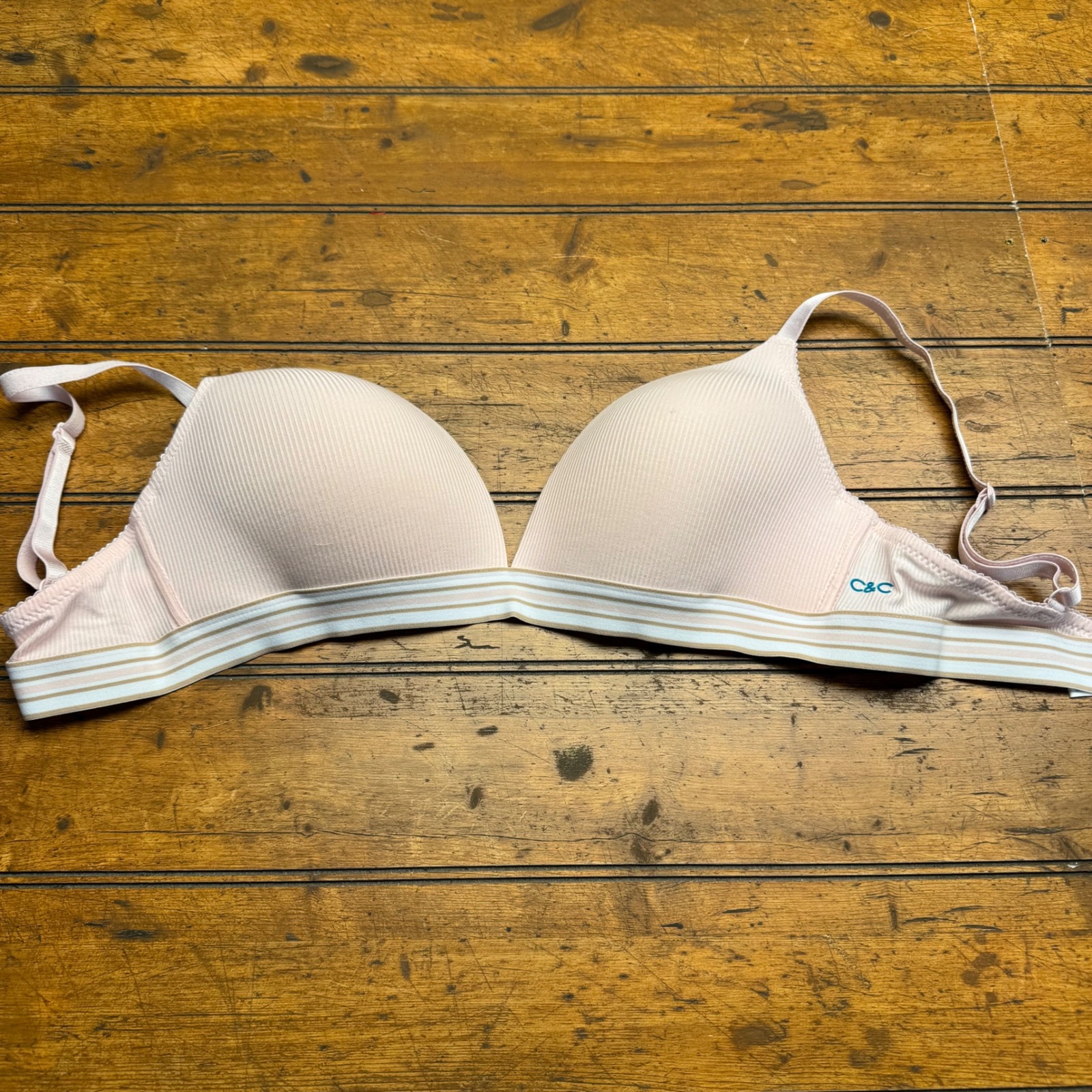 C&C California Light Pink Ribbed Wirefree Bra 38c